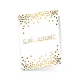 nikima Schönes für Kinder 10 edle Klapp-Einladungskarten Punkte Gold inkl. 10 weißen hochwertigen Briefumschlägen - Hochzeit Geburtstag Konfirmation Jubiläum Dots