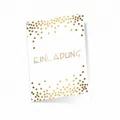 10 edle Klapp-Einladungskarten Punkte Gold inkl. 10 weißen Briefumschlägen