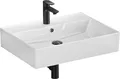 Aqua Bagno Waschbecken 60 im modernen Loft Air Design Eckig Wand-Waschbecken Möbelwaschtisch Waschtisch aus Keramik Weiß 605 x 465 x 130 mm