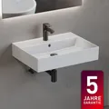 Waschbecken Waschtisch 60cm Keramik weiß Überlauf Aufsatzwaschbecken modern