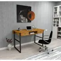 Brauner Holztisch 2x Schubladen Designer Büromöbel Luxus Schreibtisch - Braun