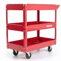 Arebos Werkstatt-Rollwagen | Montagewagen mit 3 Ablagefächern | bis 120 kg belastbar | robuster Werkzeugwagen aus Stahl | Mobile Transporthilfe mit 2 Lenkrollen | für Werkstatt, Garage & Hobbyraum