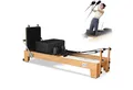 JASPORT Pilates-Reformer P80 aus Buchenholz, 450KG Belastbar, (Komplettset mit 6 Federn, Sitzbox, Jumpboard und Fußschlaufen), für Studio und Zuhause