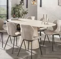 Maison ESTO Esstisch Esszimmertisch „Percino“ – Eleganz in Travertin-Optik 180 cm oval, Keramik-Tischplatte - mit einem Mittelfuß