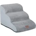 Relaxdays Hundetreppe mit 3 Stufen Schaumstoff Polyester Grau Abnehmbar Rutschhemmend 33 cm x 41 cm x 54 cm 1,7 kg