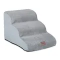 Relaxdays Hundetreppe 3 Stufen, für Hunde & Katzen, HBT: 33 x 41 x 54 cm, weiche Haustiertreppe, Bett und Couch, grau