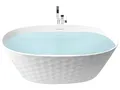 Freistehende Badewanne 150 x 75 cm oval Acryl weiß Diamantmuster Chubut