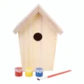 Nistkasten Vogelhaus zum Bemalen Kinder DIY mit 3 Farben Pinsel Basteln aus Holz