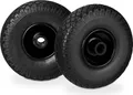 Relaxdays Sackkarrenrad Set, pannensicher, 3.00-4 Vollgummireifen, Stahlfelge, 25 mm Achse, 100 kg, 260x85mm, schwarz