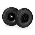 Relaxdays Sackkarrenrad Set, pannensicher, 3.00-4 Vollgummireifen, Stahlfelge, 25 mm Achse, 100 kg, 25 x 7.5mm, schwarz