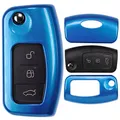 Klapp Schlüssel Cover Hülle für Ford Focus C-Max Fiesta Kuga S-Max Mondeo/Farbe: Metallic Blau