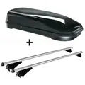 Skibox schwarz VDP JUFL580 580 Liter abschließbar + Alu-Relingträger Tiger XL aufliegende Reling im Set für Mitsubishi Outlander PHEV ab 14