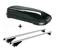 Skibox schwarz VDP JUFL580 580 Liter abschließbar + Alu-Relingträger Tiger XL aufliegende Reling im Set für Mitsubishi Outlander PHEV ab 14