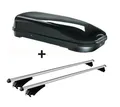 Fahrradhalter, Skibox schwarz VDP JUFL580 580 Liter abschließbar + Alu-Relingträger Tiger XL aufliegende Reling im Set Mitsubishi Outlander PHEV ab 14