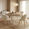 Dekori Möbel Runder Ausziehbarer Tisch für Esszimmer mit Holzbeinen, Pero, Loft-Stil, Skandinavische, Durchmesser Varianten: von 90 bis 220 cm (Eiche Craft Golden/Weiß, 90/140 cm)