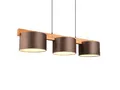 meineWunschleuchte Pendelleuchte mit Holzbalken & Stoff Samt Braun, Breite 100cm, Esstischlampe Holz 3-flammig E27 Landhausstil