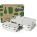 ECO Brotbox - Brotbox XL inkl. Snackbox XL - Edelstahl Lunchbox rechteckig