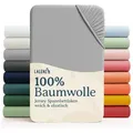 Laleni Spannbettlaken Atmungsaktives weiches und wärmendes Spannbettlaken, Baumwolle, Gummizug: rundum, (2 Stück), Kinderbett, Spielgitter, Wiege oder Stubenwagen mit Rundumgummizug grau 60x120 cm x 70x140 cm