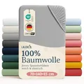 Laleni Jersey Spannbettlaken, 70x140cm, für Baby Beistellbett & Stubenwagen, 100% Baumwolle, Oeko-TEX Zertifiziert, 2er Set, Grau