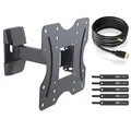 TV Wandhalterung für 23-42 Zoll (ca. 58-107cm) Flach & Curved LCD LED OLED Fernseher & TFT Monitor | Schwenkbar Neigbar Ausziehbar | Wand Halter Fernseher Halterung | VESA 100x100-200x200 | Schwarz