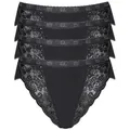 sloggi Tai-Slip Chic (4er Pack) hoher Beinausschnitt, feminin, Spitzeneinsätze, weich, elastisch schwarz 48