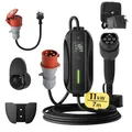 dé Mobile Wallbox/Ladestation 11kW [3-phasig|7m|6-16A] mit Einstellbarer Ladeleistung, Ladekabel CEE 16A auf Typ 2 und EV Ladegerät für Model Y/3, ID.3/4/5, MG4, EX30, e-up, e-tron, Zoe und andere EV
