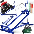 MASKO® XXL Rasentraktorheber 450 kg Hebevorrichtung Hebebühne Aufsitzmäher Reinigungshilfe universal, Rasentraktor-Heber, Rasentraktor +45° Neigung verstellbar inkl. Arbeitshandschuhe & Bürste Blau