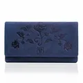Geldbörse Damen groß viele fächer Leder Vintage Paolo Peruzzi T-05 Marineblau