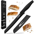 Axer® Brotmesser Wellenschliff - großes Brot messer mit griff 33 cm (Klinge 20 cm) - Brotschneidemesser - Brötchenmesser - Edelstahl Brotmesser mit Schutzhülle - Scharfe Klinge - Bread Knife – Schwarz