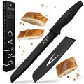 Brotmesser 33cm Wellenschliff Edelstahl Axer Schwarz mit Schutzhülle