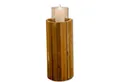 Dekoleidenschaft Bodenwindlicht Windlichtsäule "Rustikal" aus recyceltem Holz, Kerzensäule, Holzsäule, Dekosäule 49 cm hoch mit Kerzenglas, Kerzenhalter