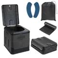 Montafox Faltbare Campingtoilette max 150 kg Mobile Toilette WC Klapptoilette Trockentrenntoilette 12 Toilettenbeuteln - Farbe: grau/schwarz
