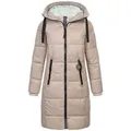 SUBLEVEL Steppjacke Damen Mantel mit Kapuze extra lange Winter Jacke Parka beige L - 40
