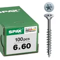 SPAX Universalschraube, 6 x 60 mm, 100 Stück, Teilgewinde, Senkkopf, T-STAR plus T30, 4CUT, WIROX - 0191010600603