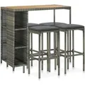 vidaXL 5-tlg Gartenbar-Set mit Kissen Poly Rattan Grau Modell 15