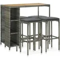 5-tlg. Gartenbar-set Mit Kissen Poly Rattan Grau - Vidaxl