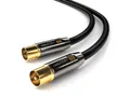 deleyCON deleyCON HDTV TV Antennenkabel 1m Schwarz - TV-Stecker zu TV-Buchse - TV-Kabel