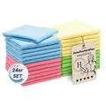 ZOLLNER 24er Set Mikrofasertücher für streifenfreien Glanz - flusenfreie und saugstarke Reinigungstücher - waschbar bis 60°C - Mehrfarbig in 32x32cm - Hotelqualität