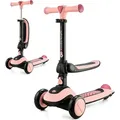 Kinderkraft HALLEY 2in1 - Laufrad & Dreirad Roller, für 1- bis 5-Jährige, leuchtende PolyurethanRäder, verstellbarer Lenker, nur 3 kg leicht - Rosa - Rosa