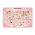 Schreibtischunterlage abwischbar für Kinder – Weltkarte in rosa mit Tieren – 60 x 40 cm – aus hochwertigem Vinyl - Made in Germany