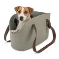 Ferplast Borsa per il trasporto di cani di piccola taglia WITH-ME, EVA, Morbida plastica gommata, lavabile, Manici regolabili, Cinghiolo di sicurezza incluso, 21,5 x 43,5 x h 27 cm Tortora