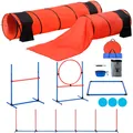 7-teiliges Agility Training Set für Hunde mit Hürden 2 Tunneln und Ring