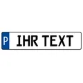 Wunschtext Parkplatzkennzeichen/Parkplatzschild Schwarz Aluminum 52x11cm geprägt