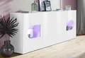 Home affaire Sideboard Real,Vitrine,Kommode,Schrank, komplett hochglanz lackiert, weiß Hochglanz lackiert mit 4 Türen davon 2 Glastüren, Breite 200