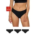 SNOCKS Hipster Panties aus Mikrofaser Damen (3-St., 3 Stück) ohne Nähte, unsichtbar unter deiner Kleidung schwarz L
