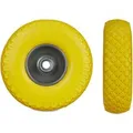 Relaxdays 2er Sackkarrenrad Set Stahl Gelb Grau Pannensicher 26 cm x 8,5 cm
