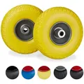 Relaxdays - 2x Sackkarrenrad, Pannensichere Vollgummireifen, 3.00-4' Stahlfelge, 20mm Achse, 100kg, 260 X 85 Mm, Gelb-grau