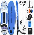 Stand Up Paddle Board 320cm 2in1 mit Kajak Sitz SUP Surfboard aufblasbar + Paddel und Doppelpaddel Surfbrett Paddling Paddelboard - blau