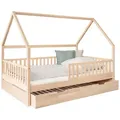Ehrenkind Hausbett Livo aus massivem Buchenholz in verschiedenen Größen (FSC® zertifiziertMontessori Kinderbett, Jugendbett, 120x200 cm), höhenverstellbar beige 120 cm x 200 cm