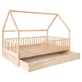 Ehrenkind® Hausbett Buche Livo | FSC Zertifiziert | Kinderbett mit Rausfallschutz | höhenverstellbar Massivholz | Kinder Bett | Hausbett 120x200 cm | Natur mit Bettkasten